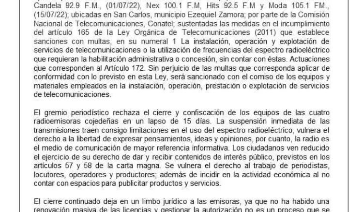cojedes ante cierre